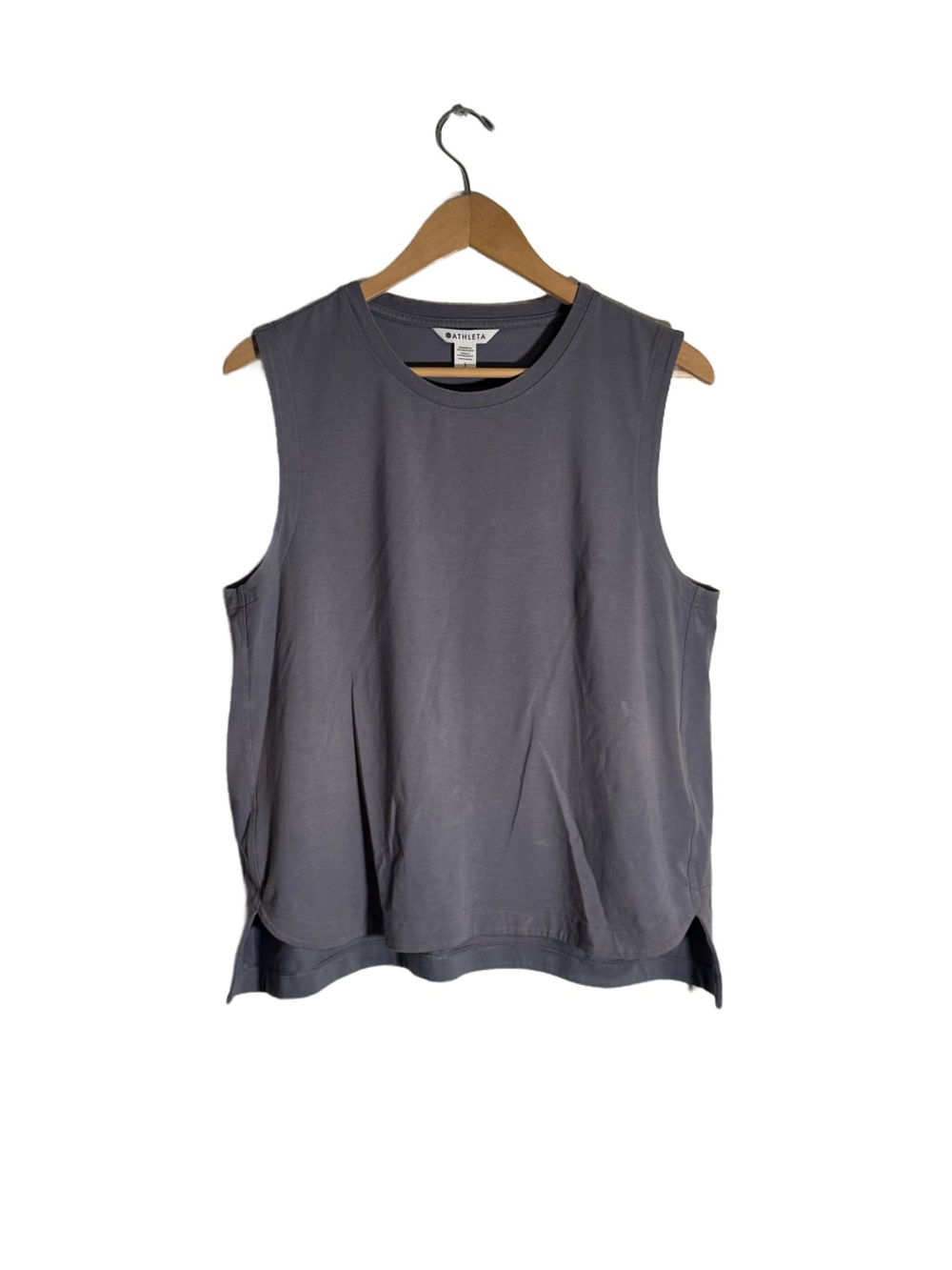 Athleta Seasoft Tank Women's Large Grey Athletic Casual Top Cotton Blend Crew